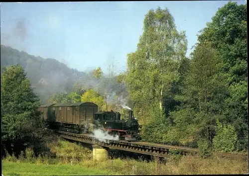 Ak Streckewalde Großrückerswalde im Erzgebirge, Schmalspurbahn Wolkenstein Jöhstadt, Lok 99 1585 1