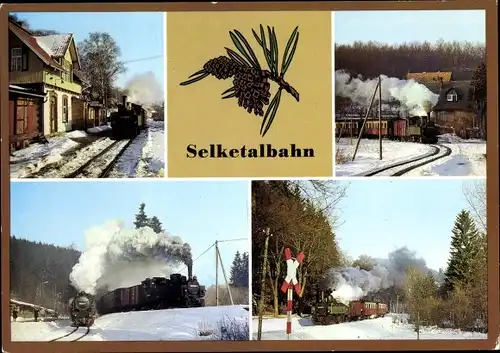 Ak  Dampflokomotive, Selketalbahn, Winter, Straßberg, Harzgerode, Alexisbad