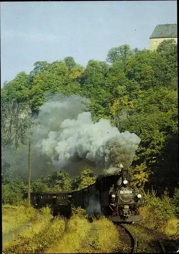 Ak  Dampflokomotive, Schmalspurbahn Wolkenstein Jöhstadt, Oktober 1983