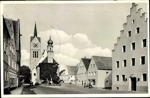 Ak Neustadt an der Donau Niederbayern, Marktplatz, Giebelhaus