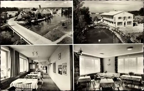 Ak Bad Gögging Neustadt an der Donau Niederbayern, Café Eisvogel, Teilansicht mit Brücke