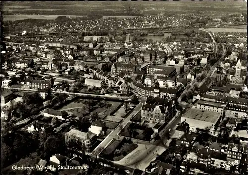 Ak Gladbeck im Ruhrgebiet, Stadtzentrum, Fliegeraufnahme