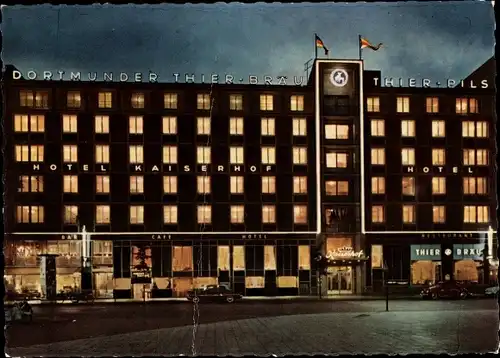Ak Münster in Westfalen, Hotel Kaiserhof bei Nacht