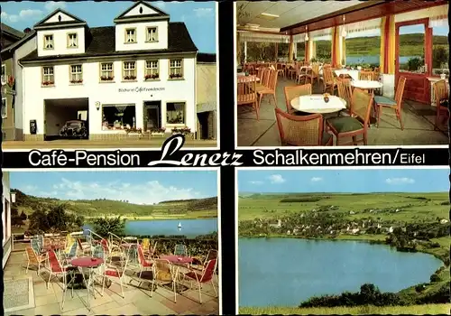 Ak Schalkenmehren in der Eifel, Café Pension Lenerz, Ort am See