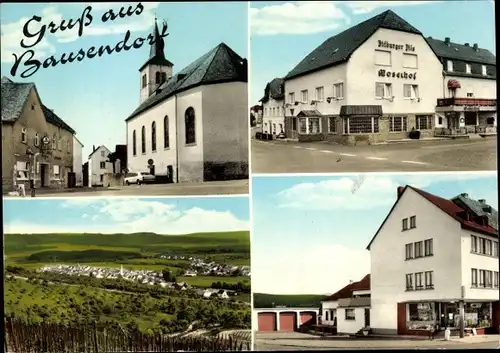 Ak Bausendorf Rheinland Pfalz, Gesamtansicht, Kirche, Gasthof, Geschäft