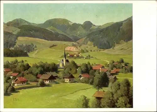 Künstler Ak Kubel, Otto, Westenhofen Schliersee in Oberbayern, Ort mit Umgebung
