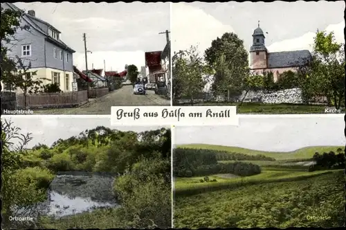 Ak Hülsa Homberg an der Efze Hessen, Kirche, Ortspartie, Hauptstraße