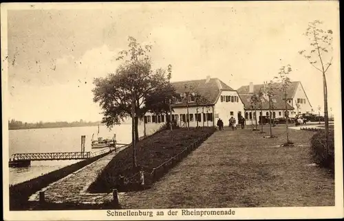 Ak Düsseldorf, Schnellenburg an der Rheinpromenade