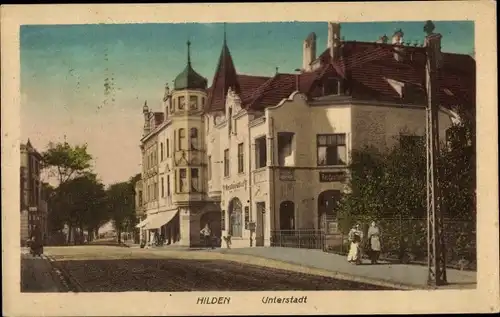 Ak Hilden im Kreis Mettmann, Straßenpartie in der Unterstadt, Restaurant