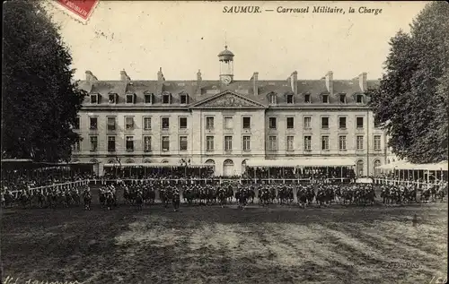 Ak Saumur Maine et Loire, Carrousel Militaire, la Charge