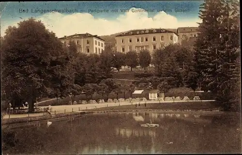 Ak Langenschwalbach Bad Schwalbach im Taunus, Parkpartie mit Villa Continental und Villa Gassert