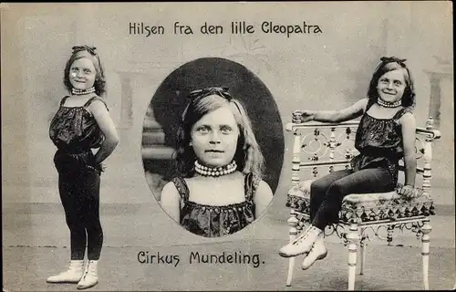 Ak Zirkus Mundeling, den lille Cleopatra