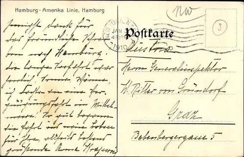 Künstler Ak Bohrdt, Hans, Doppelschrauben Postdampfer President Grant, HAPAG