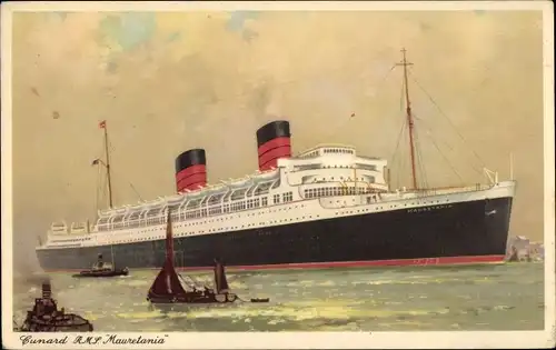 Künstler Ak Cunard Line, RMS Mauretania, Dampfschiff