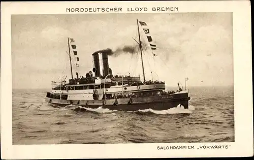 Ak Salondampfer Vorwärts, Norddeutscher Lloyd Bremen