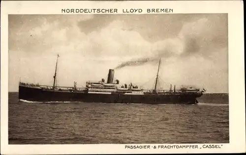 Ak Norddeutscher Lloyd Bremen, Frachtdampfer Cassel