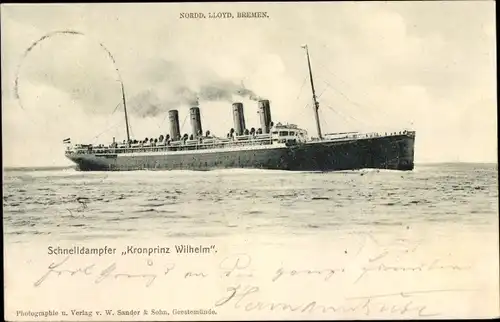 Ak Schnelldampfer Kronprinz Wilhelm, NDL