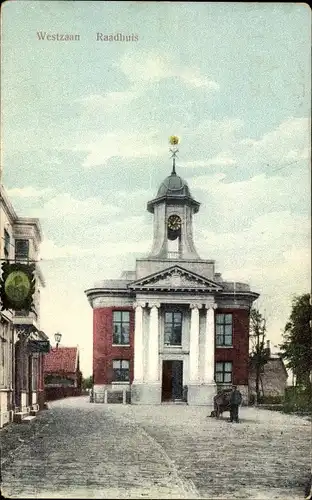 Ak Westzaan Zaanstad Nordholland Niederlande, Raadhuis