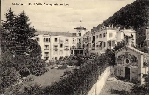 Ak Lugano Kanton Tessin Schweiz, Hotel Villa Castagnola au Lac