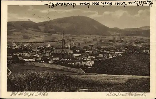 Ak Wałbrzych Waldenburg Schlesien, Totalansicht, Hochwald