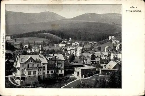 Ak Karpacz Krummhübel Riesengebirge Schlesien, Blick auf den Ort, Wald