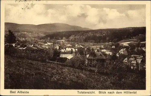 Ak Polanica Zdrój Bad Altheide Schlesien, Totalansicht, Blick nach dem Höllental