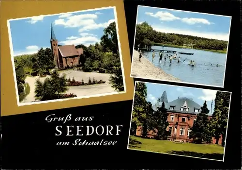 Ak Seedorf Lauenburg, Kirche, Schaalsee, Gartenansicht