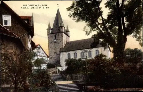 Ak Niederzwehren Kassel in Hessen, Blick zur Kirche