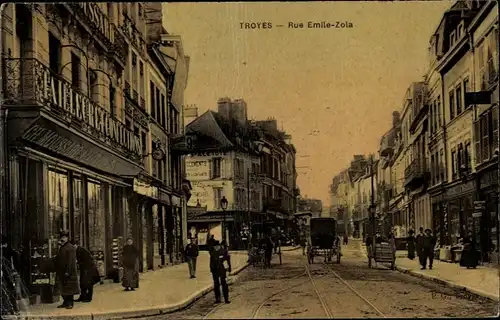 Ak Troyes Aube, Rue Emile Zola, Tailleur Ch. Moussard