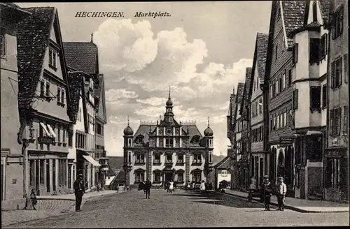 Ak Hechingen in Baden Württemberg, Marktplatz, Rathaus