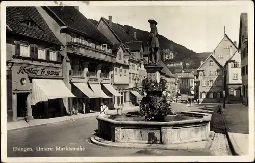 Ak Ebingen Albstadt in Württemberg, Untere Marktstraße, Brunnen, Schuhhaus