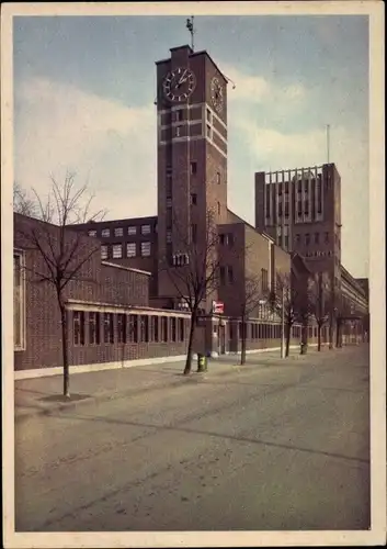 Ak Holthausen Düsseldorf am Rhein, Persilwerke Henkel & Cie. AG, Verwaltungsgebäude, Uhrturm