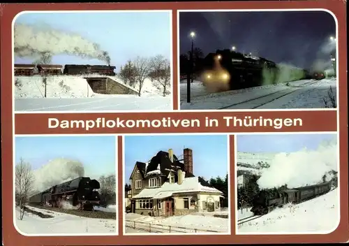 Ak Weida in Thüringen, Dampflokomotiven in Thüringen, BR 44 mit Ganzzug, Bahnhof, Gleisseite