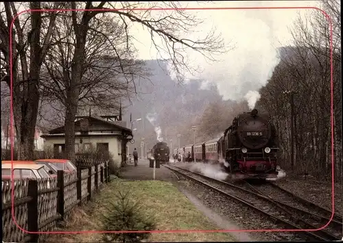 Ak Ilfeld am Harz Thüringen, Eisfelder Talmühle, Harzquerbahn, Dampflok, Bahnhof, Gleisseite