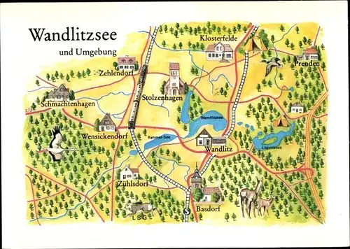 Ak Wandlitzsee Wandlitz in der Mark, Umgebung vom Wandlitzsee, Basdorf, Zühlsdorf, Zehlendorf