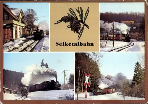 Ak  Dampflokomotive, Selketalbahn, Winter, Straßberg, Harzgerode, Alexisbad