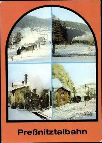 Ak Schmalspurbahn Wolkenstein Jöhstadt, Dampflokomotive, Preßnitztalbahn, Lok 99 1561 2, Winter