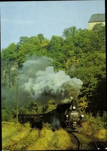 Ak  Dampflokomotive, Schmalspurbahn Wolkenstein Jöhstadt, Oktober 1983