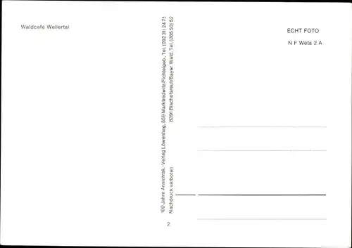 Ak Schwarzenhammer Thierstein Oberfranken, Waldcafé Wellertal, Landschaft