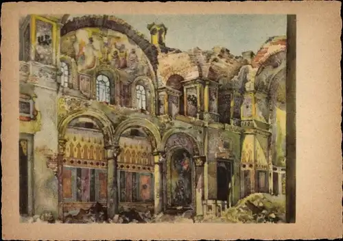 Künstler Ak München, Allerheiligenhofkirche, Zerstörung 1944, 2. WK