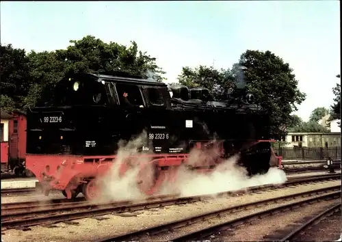 Ak Bäderbahn Molli im Bahnhof Kühlungsborn, Dampflokomotive, Schmalspurlok 99 2323-6, 1980