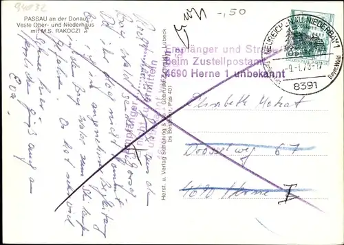 Ak Passau in Niederbayern, Veste Ober- und Niederhaus mit M. S. Rakoczi