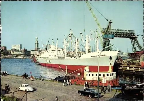 Ak Hamburger Hafen, Frachtdampfer, Republica de Colombia, Steuerbord
