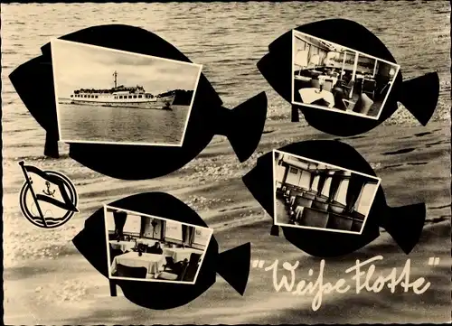 Ak Weiße Flotte Stralsund, Salondampfer, Innenansichten