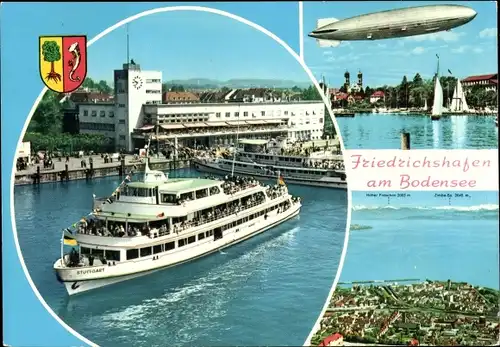 Ak Friedrichshafen am Bodensee, MS Stuttgart, Zeppelin, Panorama