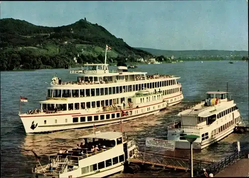 Ak Bad Godesberg Bonn am Rhein, Salondampfer, Blick auf Rhein und Siebengebirge
