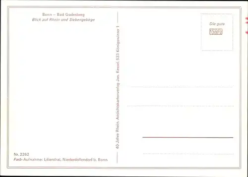 Ak Bad Godesberg Bonn am Rhein, Salondampfer, Blick auf Rhein und Siebengebirge