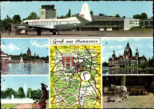 Landkarten Ak Hannover, Flughafen, Passagierflugzeug, British European Airways