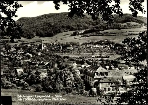 Ak Lengenfeld unterm Stein Südeichsfeld, Durchblick zum Ort mit FDGB Erholungsheim Bischofstein