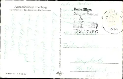 Ak Lüneburg in Niedersachsen, Jugendherberge